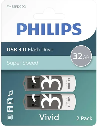 Produktbild Philips USB Stick 32GB Speicherstick Vivid Edition grau USB 3.0 2er Pack