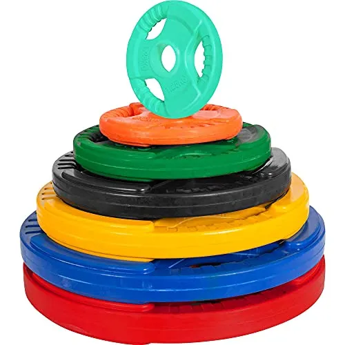 GORILLA SPORTS® Olympia Hantelscheiben - 1,25kg bis 30kg, Gusseisen mit Gummi Gripper - Ideal für intensives Training: Diese robusten Gewichtsscheiben aus Gusseisen mit rutschfester Gummiummantelung bieten maximale Haltbarkeit und Sicherheit. Passend für 50mm Hantelstangen, perfekt für effektives Krafttraining.