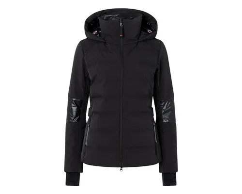Bogner Fire + Ice CADJA2 black (026) 38 - Damen Skijacken mit tailliertem Schnitt, wasserabweisend und atmungsaktiv. Ideal für Wintersportler mit praktischen Details wie Zipper-Skipass-Tasche und umweltfreundlicher Füllung aus 100% recyceltem Polyester.
