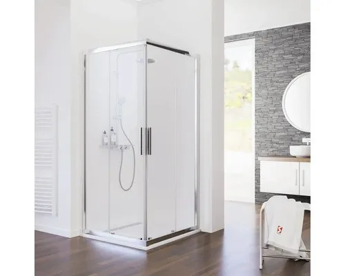 Produktbild Eckeinstieg mit Schiebetür SCHULTE Kristall/Trend ExpressPlus 80x90 cm Klarglas