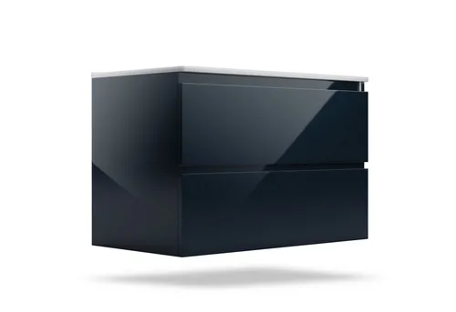 blumfeldt Johnstone Waschbecken mit Unterschrank – anthrazit - Unterschrank fürs Bad mit elegantem Hochglanzdesign, feuchtigkeitsbeständigem Material und praktischen Soft-Close-Schubladen für leises Schließen.