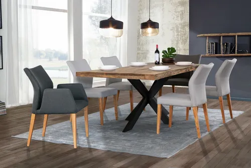Tisch 240x100 Mango Natur Doppelx-Fuß Schwarz