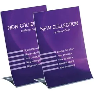 sigel Tischaufsteller - Hartplastik, DIN A4, klappbar, glasklar und superflach für einseitige Präsentation, 2 Stück im Set