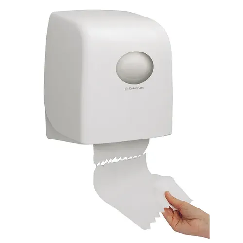 Kimberly Clark AQUARIUS SLIMROLL Handtuchrollenspender - Hygienischer Rollenhandtuchspender für bis zu 165 m, ideal für stark frequentierte Waschräume. Berührungsloser Einzeltuchspender für KLEENEX und SCOTT, fördert Hygiene und Wohlbefinden.