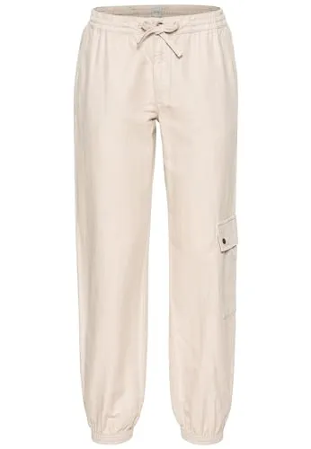 camel active Damen Loose Fit Cargo aus einem Baumwoll-Leinenmix Sand, womenswear-34/30