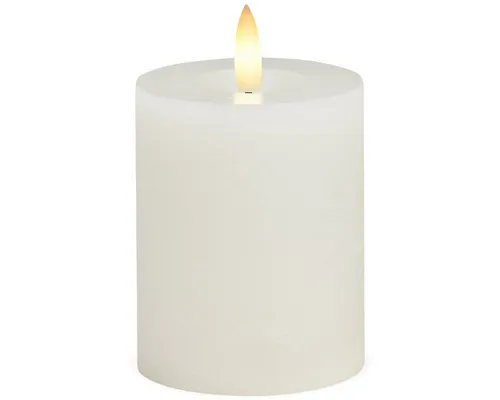 matches21 HOME & HOBBY LED-Kerze LED Stumpen-Kerzen 4er Set Echtwachs-Kerzen flackernd 7x9 cm weiß (4-tlg), Mit beweglicher Flamme, Fernbedienung & Timer für Adventskranz