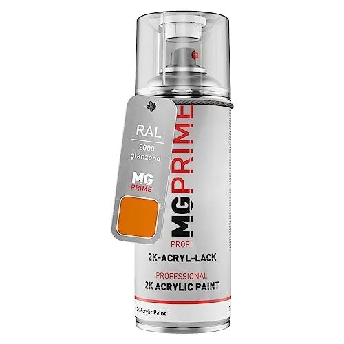 MG PRIME RAL 2000 Gelborange/Yellow orange glänzend 2K Acryl Spraydose Sprühdose 400 ml schnelltrocknend