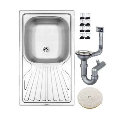 Stahl-Küchenspüle 76 x 43 cm, Einbauspüle 1 Becken - Sanitäranlagen & Zubehör - Hochwertige Einbauspüle aus Stahl mit satinierter Oberfläche, ideal für langlebige Nutzung in jeder Küche.