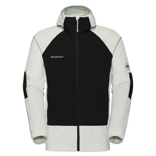 Mammut Massone Midlayer Hooded Jacket - Fleecejacke für Outdoor-Aktivitäten - Funktionsjacke in Schwarz/Grau, Gr. L; wärmend, dehnbar und mit Kapuze - ideal für Wandern und Klettern; DWR-imprägniert für zusätzlichen Wetterschutz.