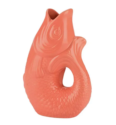 Monsieur Carafon Fisch Vase S Salmon – 1,2 Liter Steingut in orange von GIFTCOMPANY