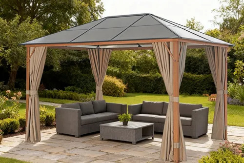 KONIFERA Pavillon Aruba mit 4 Seitenteilen aus Aluminium - Genießen Sie stilvolle Momente im Freien mit dem eleganten Pavillon »Aruba« von KONIFERA. Das stabile Aluminiumgestell und das transparente Polycarbonat-Dach bieten Schutz und schaffen eine einladende Atmosphäre für jeden Anlass.