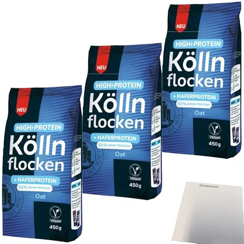 usy Bundle für Kölln High Protein Köllnflocken Oat 3er Pack (3x450g Beutel) + usy Block