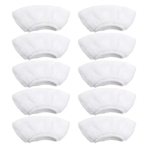 SLEEKEE 10-Teilige Mikrofasertuchbezüge, Dampfreiniger-Zubehör, Mopp-Schleiftuchbezüge, Lappen-Ersatzzubehör (Weiß)