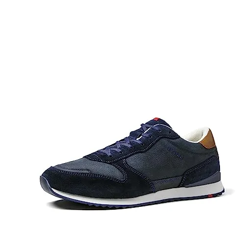 LLOYD Herren Halbschuhe Edmond - Low-Top Sneaker aus genarbtem Leder, bequem mit lose Einlage und normaler Weite, Navy, Größe 42.5 EU