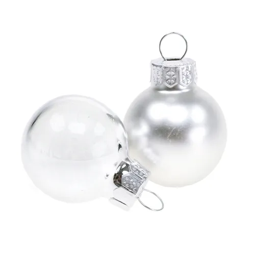 Dose mit 24 Stück Glaskugeln mit 25 mm Durchmesser, Silber