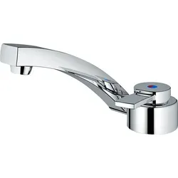 Einhebelmischer Florenz von Comet - Camping-Hygiene Zubehör, eleganter silberner Einhebelmischer für eine einfache und präzise Wasserregulierung im Freien.