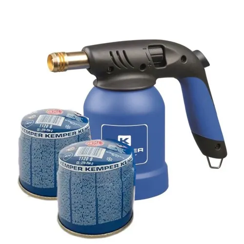 Gasbrenner Schweißer + 2 Kartuschen Brenner Mit Sauerstoffflamme Kemper