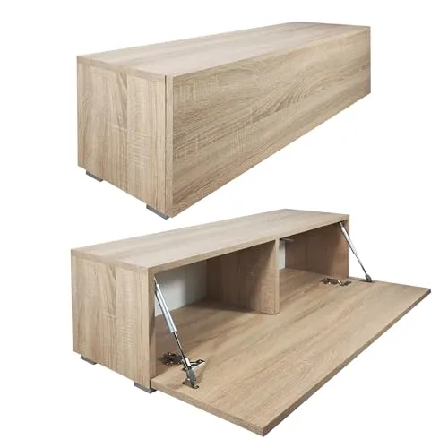 Milionmeblicom Fernsehtisch Fernsehschrank TV Verdeckter Griff mit Soft-Close Lowboard Hängeschrank- Hängend Oder Stehend für Wohnzimmer -Sonoma-Eiche Matt 30x100x30 HxBxT
