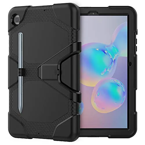 Lobwerk 3in1 Hülle für Samsung Galaxy Tab S6 Lite SM-P610 SM-P615 10.4 Outdoor Cover Schutz + Ständer Schwarz