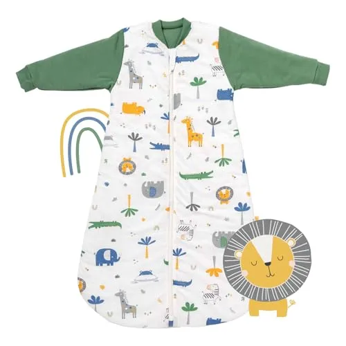 schlummersack Baby Schlafsack Neugeboren Winter 56 cm Dschungel | Babyschlafsack mit Ärmel | Winter Schlafsack Baby 3.5 Tog | Newborn Schlafsack Baby Winter Reißverschluss