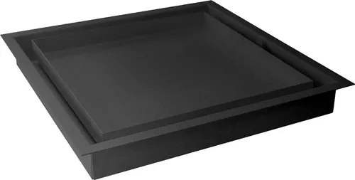 Deckenluftgitter Open Air 16-OnTop VARIO 350 x 350 mm schwarz - Praktisches Deckenluftgitter für gezielte Warmluftsteuerung. Mit abnehmbarer Abdeckung zur individuellen Gestaltung und einfacher Revisionsöffnung – ideal für Kaminanwendungen.