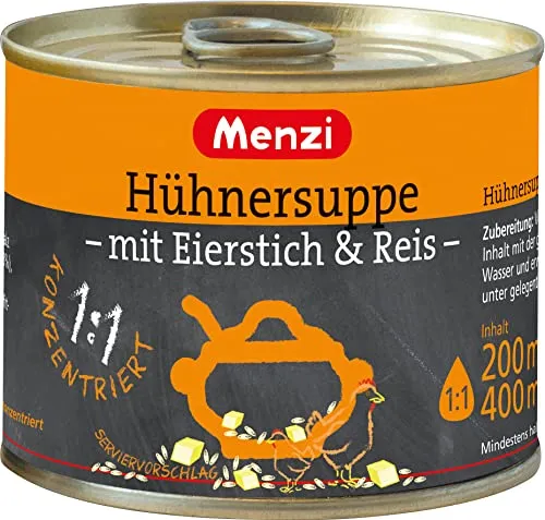 Menzi Hühnersuppe Mit Eierstich und Reis Konzentriert 5X200ml Dose