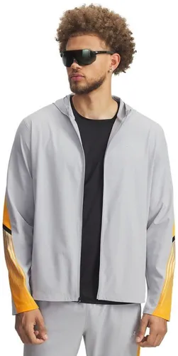 Under Armour Velociti Storm Jacke Grau XL für Herren - Leichte Kapuzenjacke mit atmungsaktiver Belüftung und wasserabweisender UA Storm Technologie. Ideal für Sport und Freizeit, mit reflektierenden Details für Sicherheit bei Dunkelheit.
