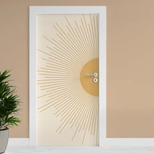 Finest Folia Türfolie 90x200 cm Türtapete Türposter Folie für Tür Wohnzimmer Kinderzimmer Küche Türaufkleber Bad Aufkleber selbstklebend (TF02-42 Sonne)