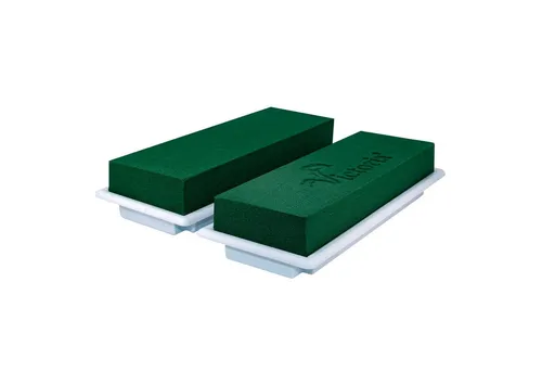 Creativery Bastelmoos, Nass Steckschaum Ziegel 23x7x5cm mit Schale 2er Set Weiß