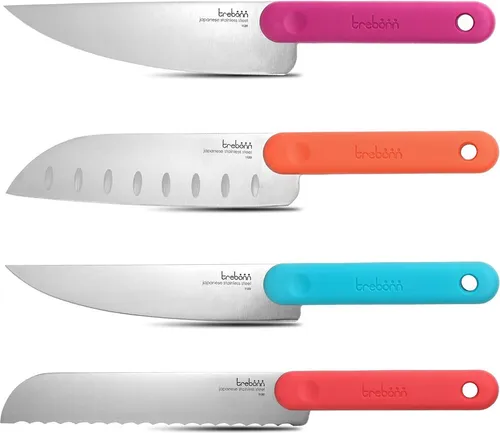 Trebonn Messerset 4er-Set Chef Salami, Brot und Santokumesser