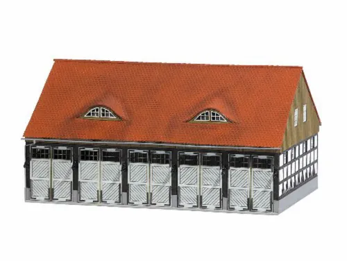 Busch 1451 Fahrzeughalle Feuerwehr Schwenningen echt Holz H0 Neu