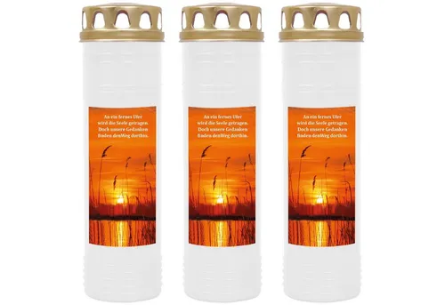 HS Candle Grabkerze 170h Brenndauer (3-tlg), H26cm x Ø7cm, wind- & wetterfest, sofort einsatzfähig