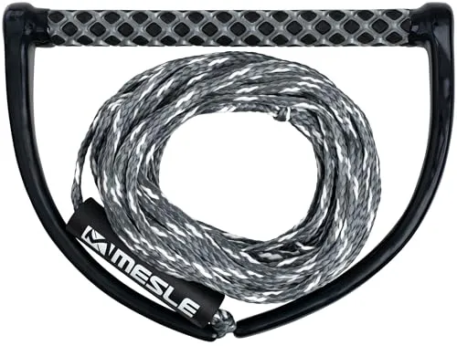 Mesle Wakeboard Leine ONE mit 15'' Griff, Länge 16,8 m - 18,3 m, Eva Soft Griff, schwimmend, Zug-Seil Wassersport Schleppleine Boot, mit Schwimmer, inkl. Rope Keeper