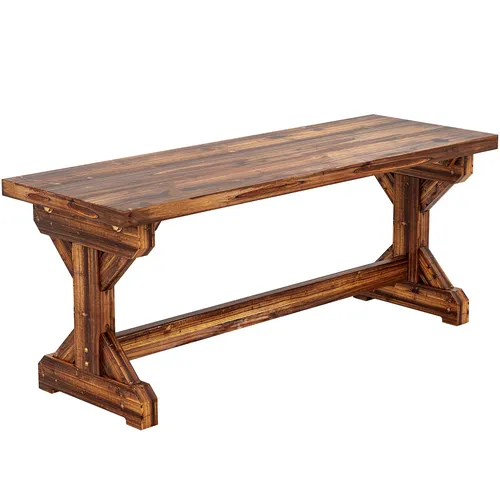 Outsunny Gartenbank mit X-Basis, 114 x 40 x 46 cm - Stabile und geräumige Gartenbank aus massivem Tannenholz mit karbonisierter Oberfläche. Ideal für Terrasse oder Garten - bietet viel Platz und Rustikalität für entspannte Stunden im Freien.