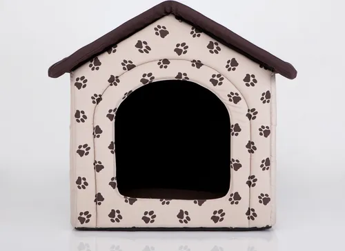 Hundekissen Hundehütte Hundebett Tierbett Katzenbett - Standard - 60 x 60 x 55 cm [Größe: R4] - Beige mit Pfoten