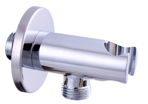 Wandanschlussbogen Rund mit Brausehalterung Wandbogen Messing Chrom 1/2 zoll