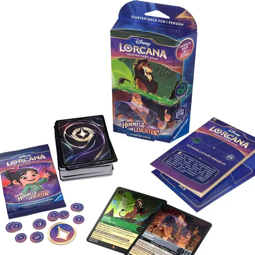 Ravensburger Disney Lorcana Trading Card Game: Himmelsleuchten - Starter Deck Smaragd und Stahl (Deutsch)