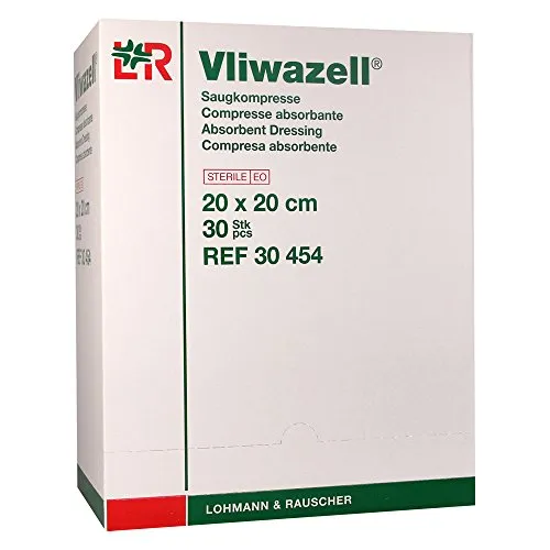 Vliwazell Kompressen 20x20cm steril - 30 Stück - Kompressen & Verbände, hochabsorbierend und steril verpackt für optimale Wundversorgung