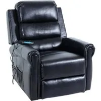 Berlinlodge Massage-Fernsehsessel HxBxT 144x83x83 cm Sitzhöhe 50 cm Liegefunktion Aufstehhilfe Heizfunktion Kunstleder Schwarz Massagesessel Sessel