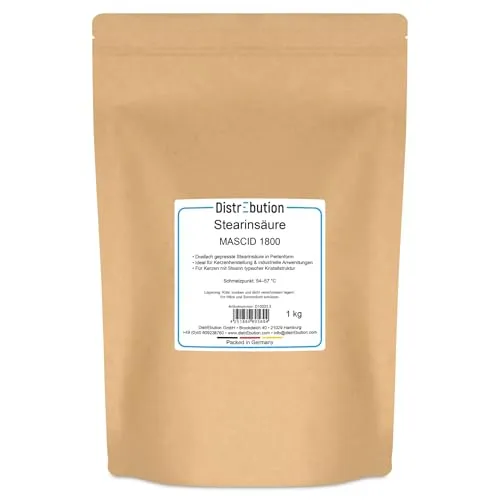 Stearin in Granulat, Kerzenwachs für die Herstellung von Kerzen, Type 1800 Stearinsäure 1 kg