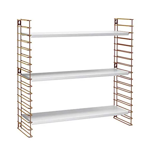 Metaltex Wandregal Tomado - Kupferfarbenes Design - Regal mit 3 Ablageflächen, stilvolles kupferfarben-weißes Design, ideal zur dekorativen Aufbewahrung in jedem Raum.