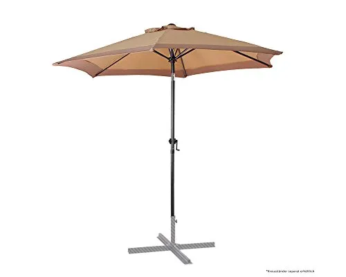 Ondis24 Marktschirm 2,5 Meter - Zweifarbiger Sonnenschirm mit Kurbel - Sonnenschirm 250 cm rund für Balkone und Terrassen, UV-Schutz 50, mit praktischer Handkurbel und kippbarem Gestell für optimalen Schatten bei tiefstehender Sonne.