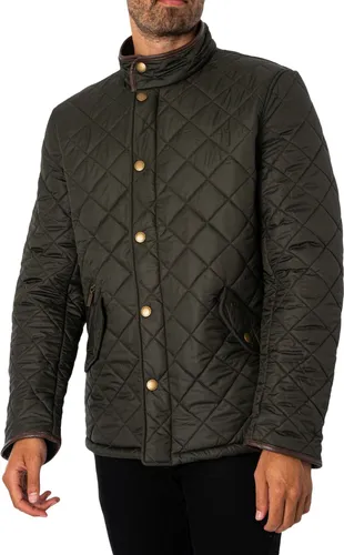 Barbour Regular Fit Steppjacke 'POWELL' in Schlamm, Größe M - Funktionsjacken mit klassischem Stehkragen und Pattentaschen, ideal für Alltag und Freizeit. Schlichte Optik trifft auf praktischen Komfort.