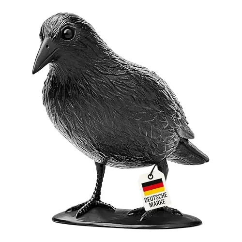 WELLGRO Vogelschreck Krähe – Effektive Raben Attrappe zur Vogelabwehr - Täuschend echte Krähe aus robustem Kunststoff für Balkon und Garten. Effektiver Taubenschutz, wetterfest und langlebig. Ideal zur Reduzierung von Vogelaktivität und Verschmutzung im Außenbereich.