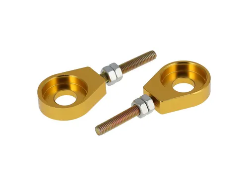 Set: 2x Kettenspanner für Schwinge, Aluminium Gold eloxiert - Simson S51, S50, S