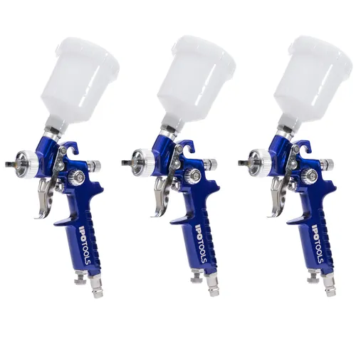 3x MINI HVLP Lackierpistole Spritzpistole Spraypistole 0,5mm 0,8mm 1,0mm Düsen 