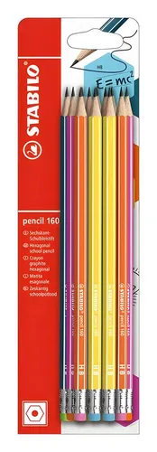 STABILO Bleistift STABILO pencil 160 mit Radierer HB sortiert 10er Blister