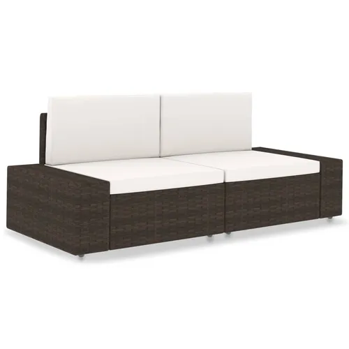 The Living Store Modulares 2-Sitzer-Sofa Poly Rattan Braun