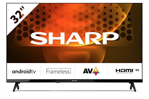 SHARP 32FH6EA HD Ready Frameless Android TV 80cm (32 Zoll), 3X HDMI, 2X USB, Dolby Digital, Active Motion 400