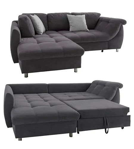 luma-home Ecksofa 17006 mit Bettkasten und Schlaffunktion - Modisches Ecksofa mit Ottomane links, Bettkasten und hochwertiger Wellenunterfederung für optimalen Sitz- und Liegekomfort. Ideal für gemütliche Abende und Übernachtungsbesuche.